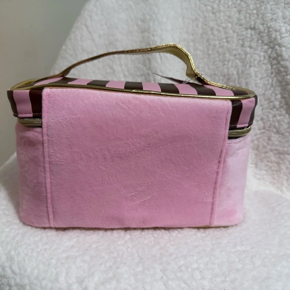 Juicy Couture Vintage Logo Pink and Brown Striped Makeup 💄 Bag